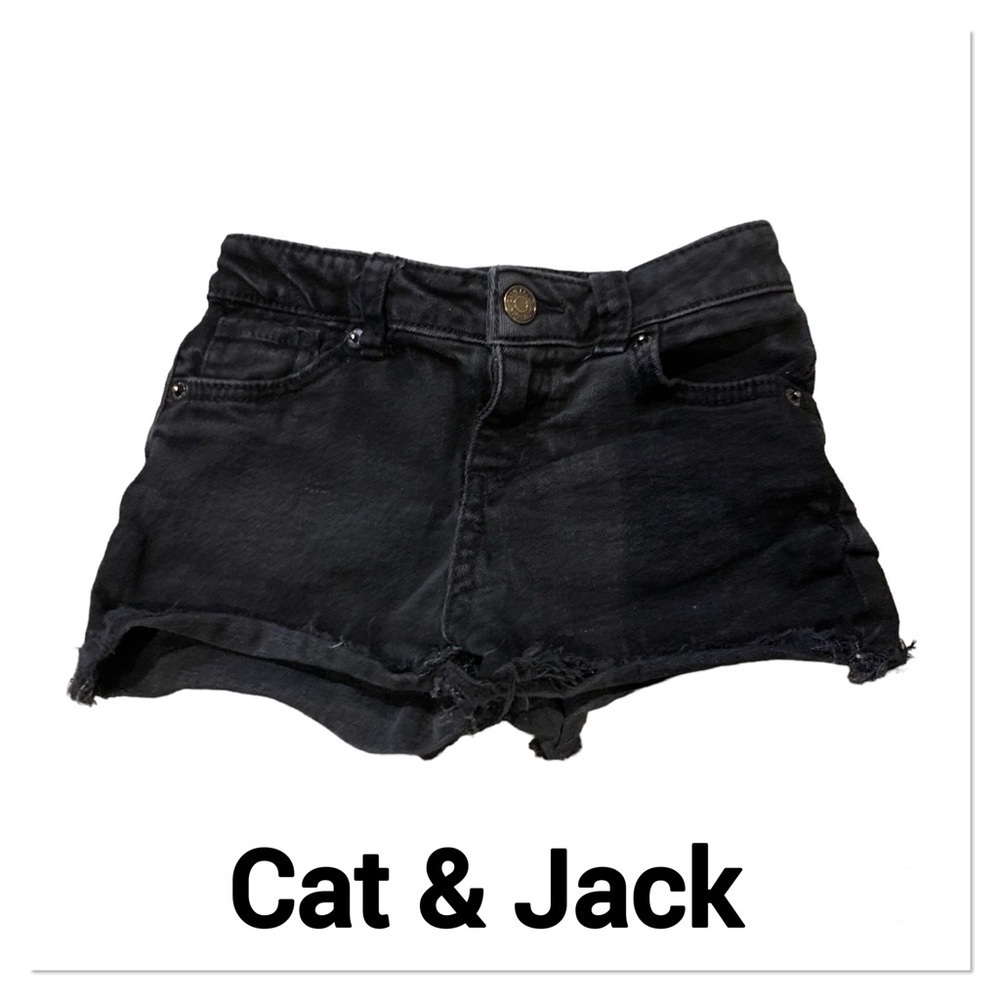 CAT & JACK Black Denim Cutoff Shorts size small 6/6x